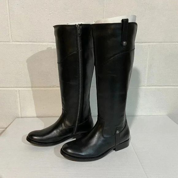 FRYE Melissa Tab Tall Leather Riding Boots Extended Calf(3470110-BKX) 5.5M Black - Picture 7 of 15